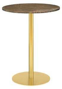 Gubi - Gubi 1.0 Bar Table, Round, Ø80, Brass Base, Marble Top - Marrone Emperador - Barbord - Brun - Metall/Sten