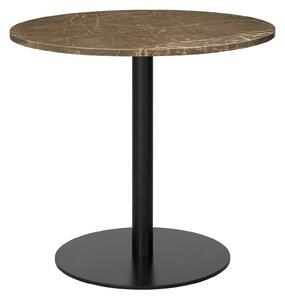 Gubi - Gubi 1.0 Dining Table, Round, Ø80, Black Base, Marble Top - Marrone Emperador - Matbord - Brun - Metall/Sten