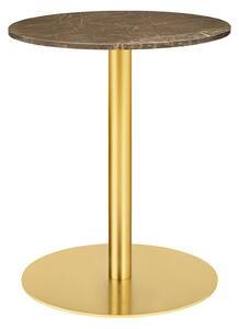 Gubi - Gubi 1.0 Dining Table, Round, Ø60, Brass Base, Marble Top - Marrone Emperador - Matbord - Brun - Metall/Sten