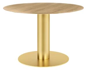 Gubi - GUBI 2.0 Dining Table, Ø 110 cm, Skiva: Trä - Ek, Bas: Mässing - Matbord - Träfärgad - Metall/Trä