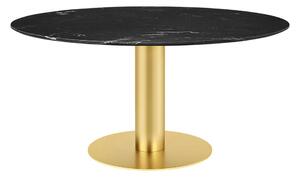 Gubi - GUBI 2.0 Dining Table, Ø 150 cm, Skiva: Marmor - Nero Marquina, Bas: Mässing - Matbord - Svart - Metall/Sten
