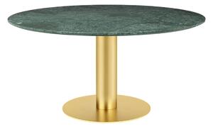Gubi - GUBI 2.0 Dining Table, Ø 150 cm, Skiva: Marmor - Verde Guatemala, Bas: Mässing - Matbord - Grön - Metall/Sten