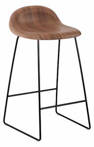 Gubi - 3D Counter Stool, Unupholstered, Black Sledge Base, Top - Walnut - Barstolar - Träfärgad - Metall/Trä