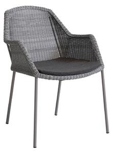 Cane-Line - Breeze Karmstol Stapelbar Light Grey - Dyna Natté Black YSN98 - Matstolar utomhus - Strand+Hvass