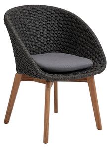 Cane-Line - Peacock Stol, Cane-Line Soft Rope, Ben: Teak,Cushion: Cane-Line Natté, Grey - Matstolar utomhus - Träfärgad - Trä/Textilmaterial/Syntetiskt