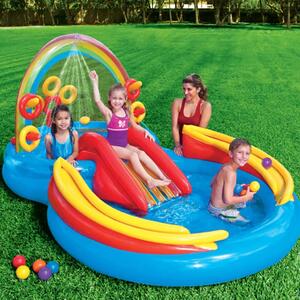 INTEX Uppblåsbar pool Rainbow Ring Play Center 297x193x135 cm 57453NP