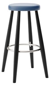 Carl Hansen - CH56 High Stool, Svartlackad Ek, Lädergrupp A Loke - 7310 - Barstolar - Hans J. Wegner - Svart - Läder/Metall/Trä