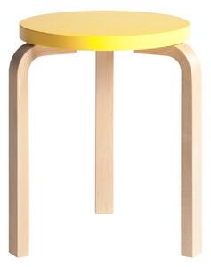Artek - Pall 60, 3 ben, Klarlackade ben, Lackad gul sits - Pallar - Alvar Aalto - Gul - Trä