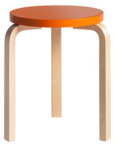 Artek - Pall 60, 3 ben, Klarlackade ben, Lackad orange sits - Pallar - Alvar Aalto - Orange - Trä