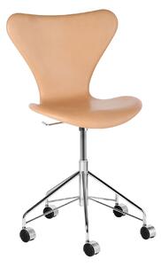 Fritz Hansen - 3117 Sjuan - Helklädd, Läder, Natural - Kontorsstolar - Arne Jacobsen - Svart