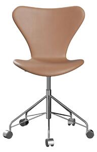 Fritz Hansen - 3117 Sjuan - Helklädd, Läder, Rustik - Kontorsstolar - Arne Jacobsen - Brun