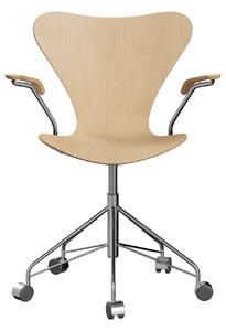 Fritz Hansen - 3217 Sjuan, Lönnfanér - Kontorsstolar - Arne Jacobsen - Träfärgad