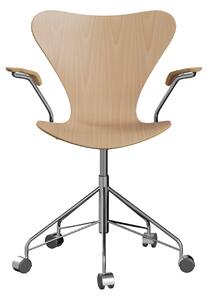 Fritz Hansen - 3217 Sjuan, Bokfanér - Kontorsstolar - Arne Jacobsen - Träfärgad