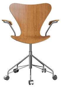 Fritz Hansen - 3217 Sjuan, Körsbärsfanér - Kontorsstolar - Arne Jacobsen - Träfärgad