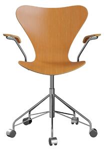 Fritz Hansen - 3217 Sjuan, Douglasgranfanér - Kontorsstolar - Arne Jacobsen - Träfärgad