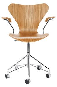 Fritz Hansen - 3217 Sjuan, Almfanér - Kontorsstolar - Arne Jacobsen - Träfärgad