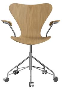Fritz Hansen - 3217 Sjuan, Ekfanér - Kontorsstolar - Arne Jacobsen - Träfärgad