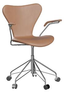 Fritz Hansen - 3217 Sjuan - Helklädd, Läder, Rustik - Kontorsstolar - Arne Jacobsen - Beige