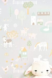 MY FARM SOFT GREY Non woven / Easy up-tapet