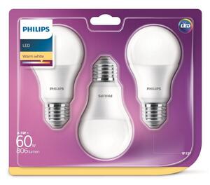 SET 3x LED-lampor Philips A60 E27/8,5W/230V 2700K