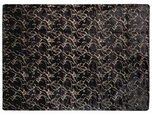 Filt Svart Polyester 130 x 180 cm Överkast Gyllene Marmormönster Vardagsrum Sovrum Beliani