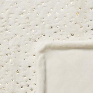 Filt Off-white Polyester 150 x 200 cm Överkast Gyllene Stjärnmönster Vardagsrum Sovrum Beliani