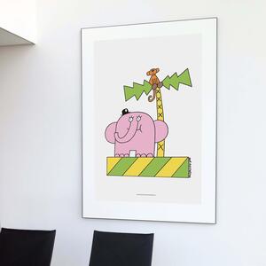 Elefant & Apa Poster (Fem Myror...) av Owe Gustafson - 30x40 cm