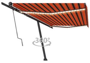 Automatisk markis med vindsensor & LED 500x350 cm orange/brun