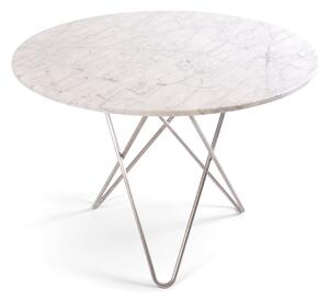 OX Denmarq - O Dining Table Ø100 Stainless Steel/White Marble - Matbord - Dennis Marquart - Vit - Metall/Sten