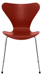 Fritz Hansen - Sjuan 3107 stol färgad askfanér stålstativ krom venetian red - Matstolar - Arne Jacobsen - Röd - Metall/Trä