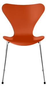 Fritz Hansen - Sjuan 3107 stol bokfanér stålstativ krom paradise orange - Matstolar - Arne Jacobsen - Orange - Metall/Trä