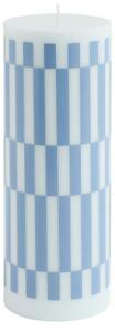 HAY - Column Candle Large Light Blue And Dusty Blue Check - Ljus - Flerfärgad