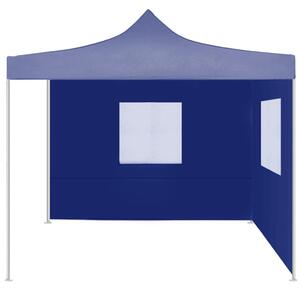 Hopfällbart partytält med 2 sidoväggar 2x2 m stål blå