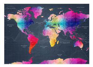 Självhäftande Fototapet - World Map: Colourful Crystals - 294x210