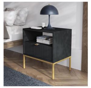 Sängbord DORSET 50x50 cm svart/guld