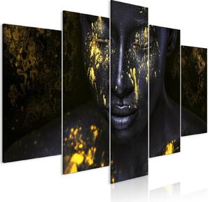 Canvas Tavla - Bathed in Gold (5 delar) Wide - 100x50
