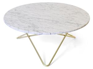 OX Denmarq - Large O Table, Brass Frame, Top: White Marble - Soffbord - Dennis Marquart - Vit - Metall/Sten