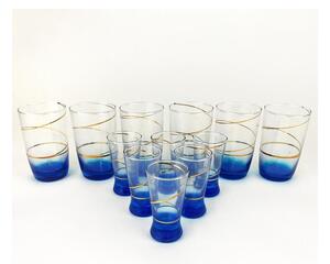 Kit 6x större glas och 6x mindre glas för snaps blå