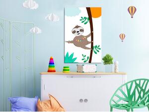 Canvas Tavla - Happy Sloth Vertical - 40x60