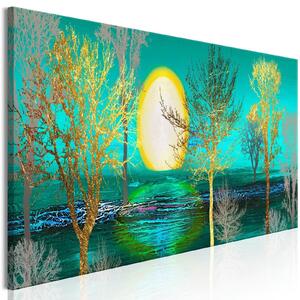 Canvas Tavla - Golden Forest Narrow - 90x30
