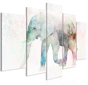 Canvas Tavla - Painted Elephant (5 delar) Wide - 100x50