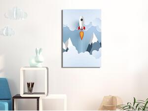 Canvas Tavla - Rocket in the Clouds Vertical - 40x60