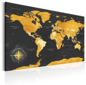 Canvas Tavla - World Maps: Golden World - 90x60