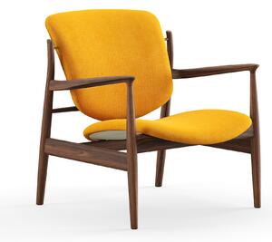 House of Finn Juhl - France Chair, Walnut, Cat. 2 Hallingdal 65 - 457 - Fåtöljer - Finn Juhl - Träfärgad,Gul - Trä/Textilmaterial