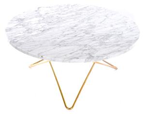 OX Denmarq - O Table Brass Frame Top White Marble - Soffbord - Dennis Marquart - Vit - Metall/Sten