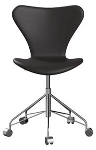 Fritz Hansen - 3117 Sjuan - Helklädd, Läder, Soft Black Brown - Kontorsstolar - Arne Jacobsen - Brun