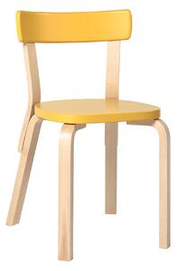 Artek - Stol 69, Klarlackade ben, Lackad gul sits - Matstolar - Alvar Aalto - Gul - Trä