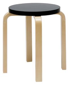 Artek - Pall E60, 4 ben, Klarlackade ben, Lackad svart sits - Pallar - Alvar Aalto - Svart - Trä