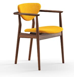 House of Finn Juhl - 109 stol, Walnut, Cat. 2 Hallingdal 65 - 457 - Matstolar - Finn Juhl - Träfärgad,Gul - Trä/Textilmaterial