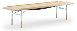 House of Finn Juhl - Table Bench Small, With Brass Edges, Oak, Light Blue Steel - TV-bänkar - Finn Juhl - Träfärgad,Blå - Metall/Trä